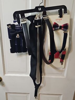 Chaps Black Boys' Bow Tie and Suspenders Set